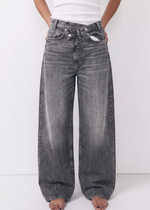 High Waist wide leg 2 Button Jeans - Grau