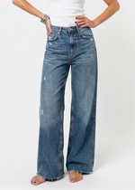 Wide Leg High-Waisted Jeans - Blue
