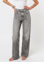 Wide Leg High-Waisted Jeans - Light Gray