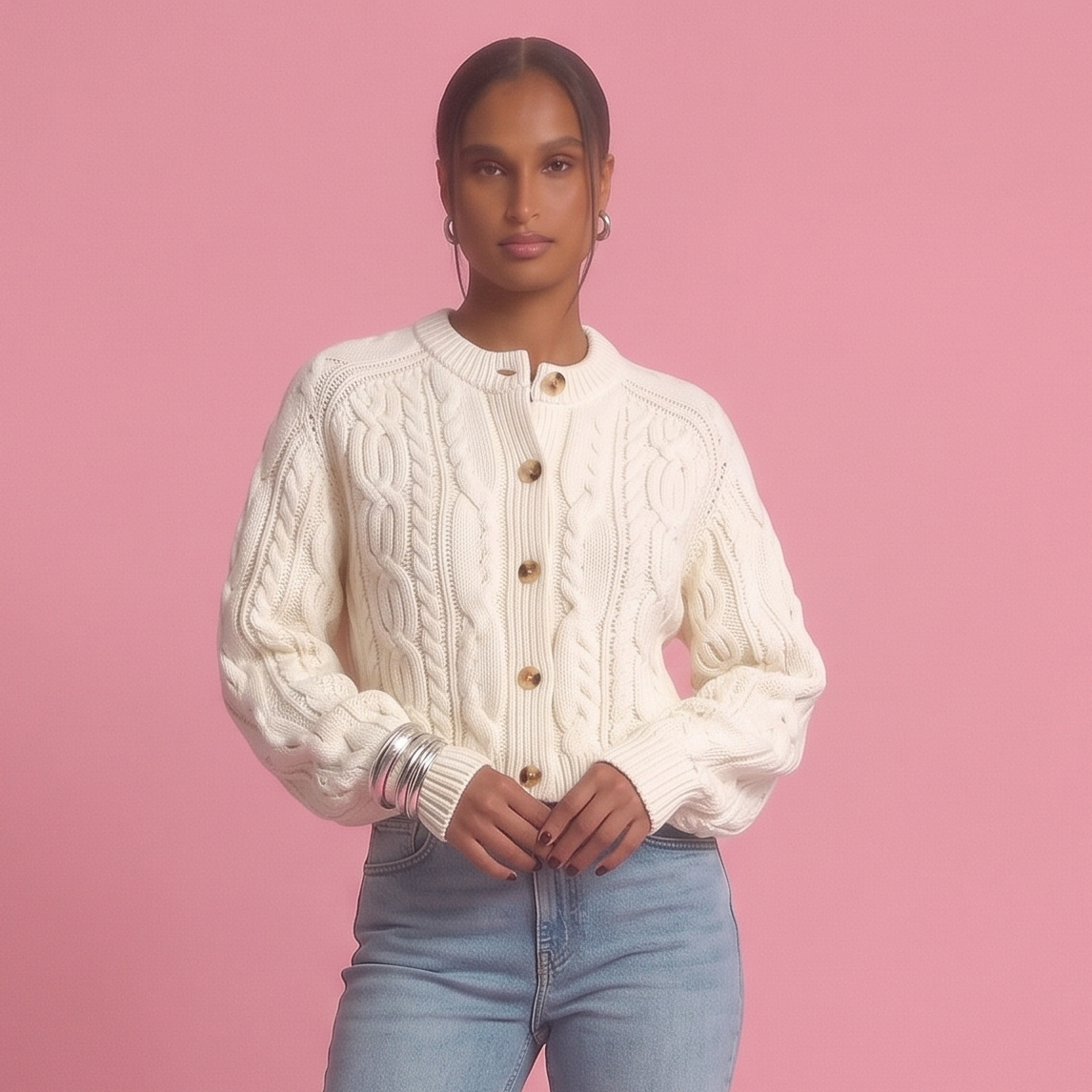 Knitted Cardigan - White