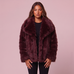 Faux Fur Jacke - Wine Rot