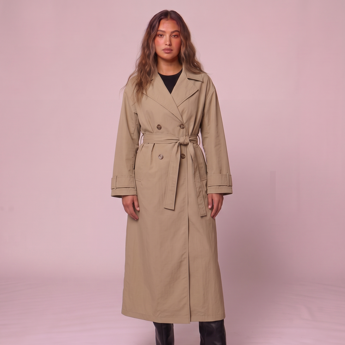 Beige Long Trench Coat