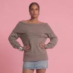 Long Sleeve Knitted Pullover - Dunkel Beige