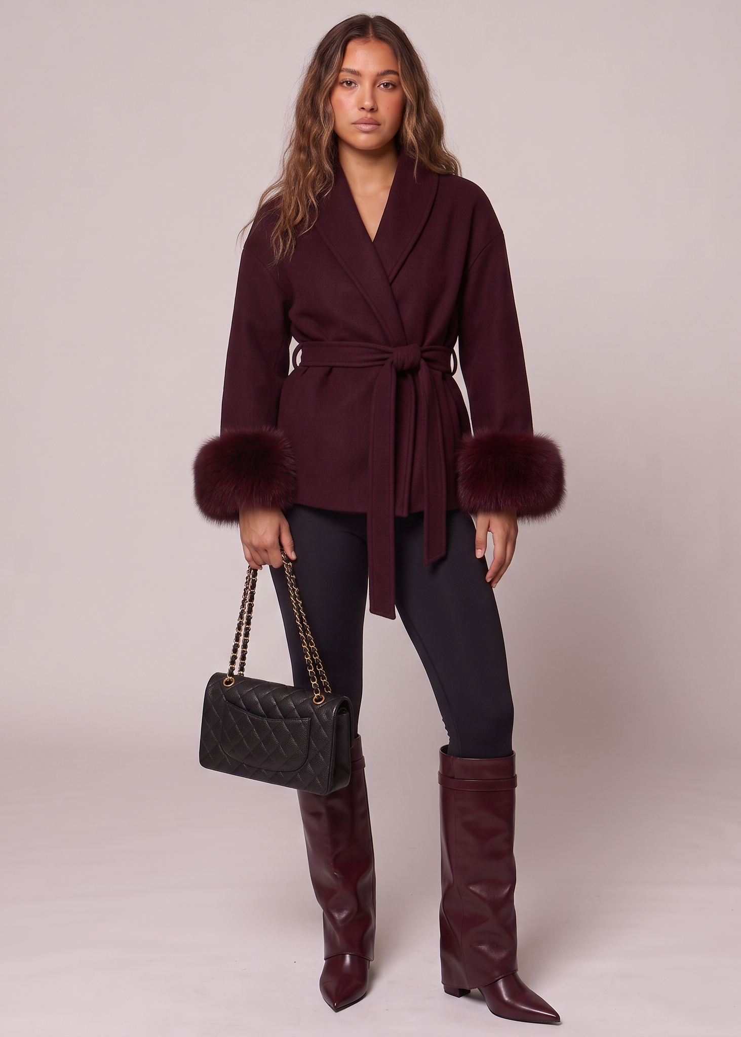 High Quality Faux Fur Jacke - Rot