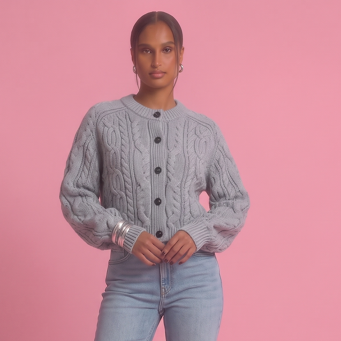 Knitted Cardigan - Grey