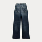 Wide Leg High-Waisted Jeans - Indigo