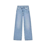 High Waist wide leg 2 Button Jeans - Hell Blau