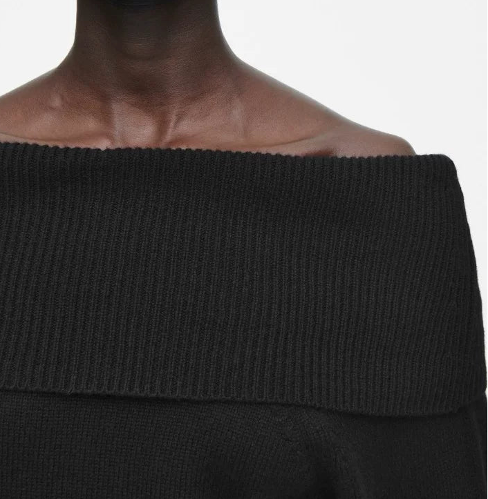 Long Sleeve Knitted Pullover - Schwarz