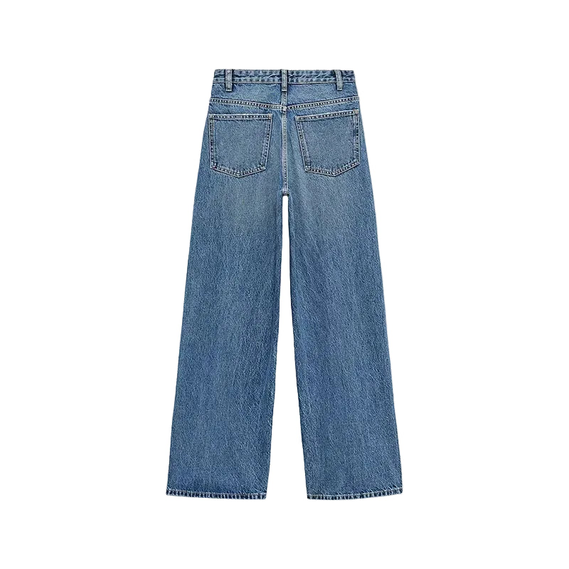 High Waist wide leg 2 Button Jeans - Blau