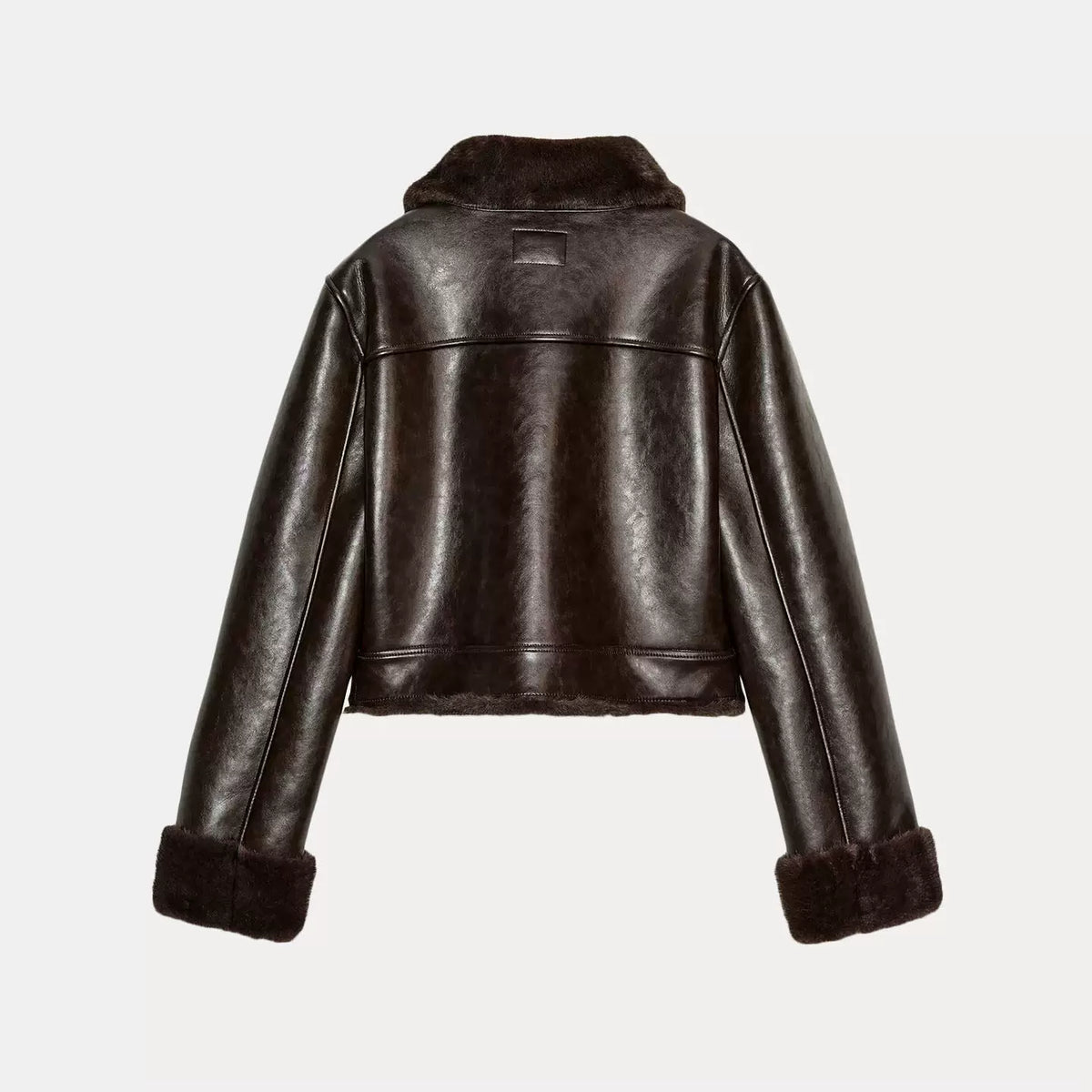 Leather Fur Jacke - Brown