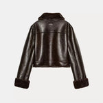 Leather Fur Jacke - Brown