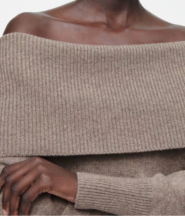 Long Sleeve Knitted Pullover - Dunkel Beige