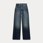 Wide Leg High-Waisted Jeans - Indigo