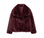 Faux Fur Jacke - Wine Rot