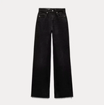 Wide Leg High-Waisted Jeans - Black