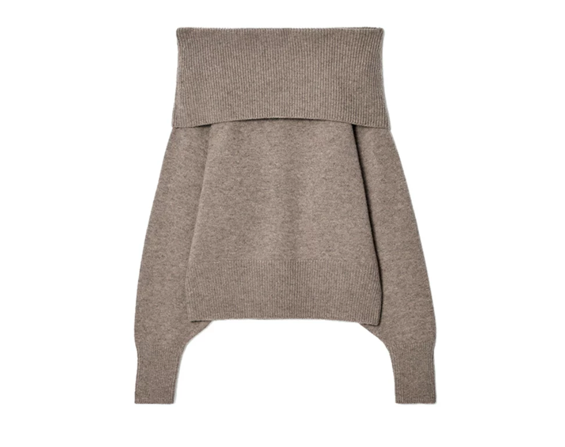 Long Sleeve Knitted Pullover - Dunkel Beige