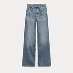Wide Leg High-Waisted Jeans - Blue
