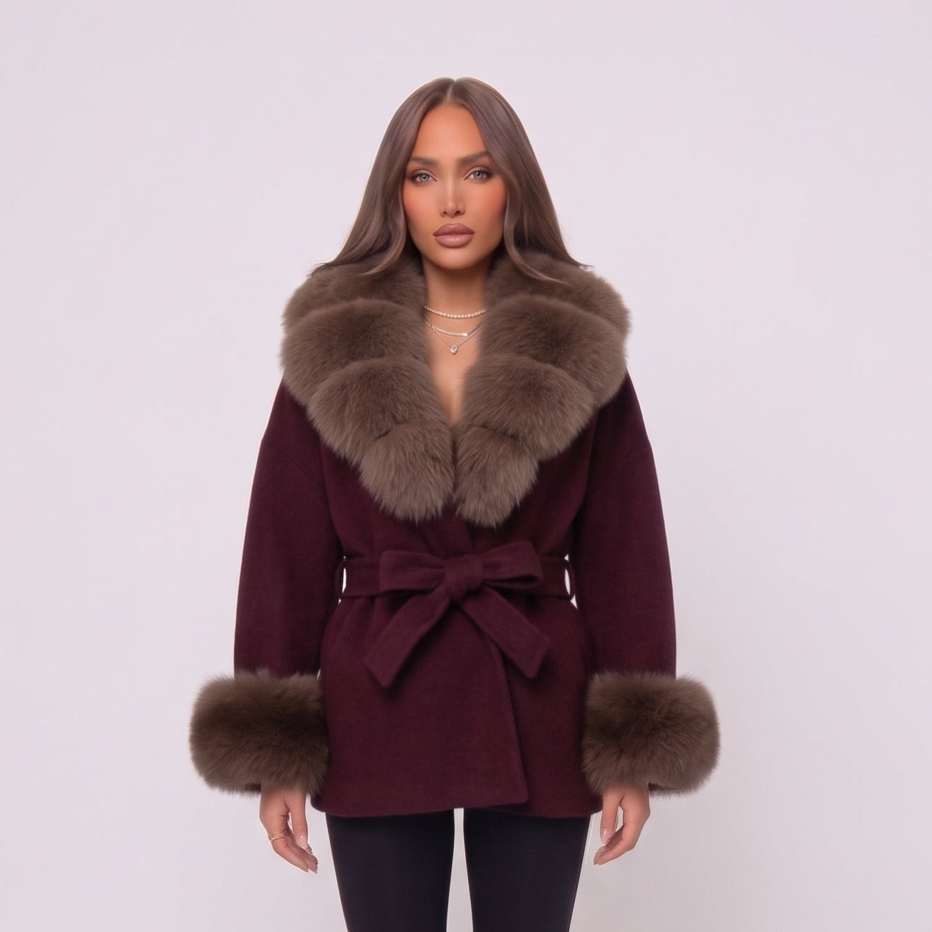 Autumn Burgundy Furr Jacket