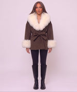 Off White Khaki Furr Jacket