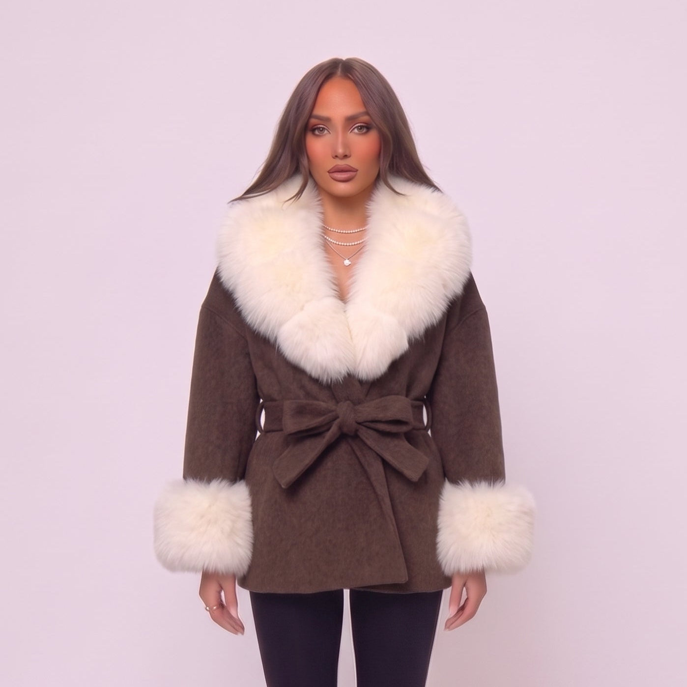 Off White Khaki Furr Jacket