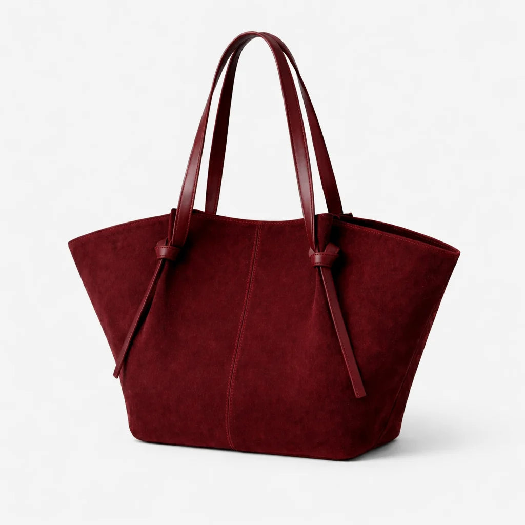 Ellunora Suede Tote Bag- Velvet Red