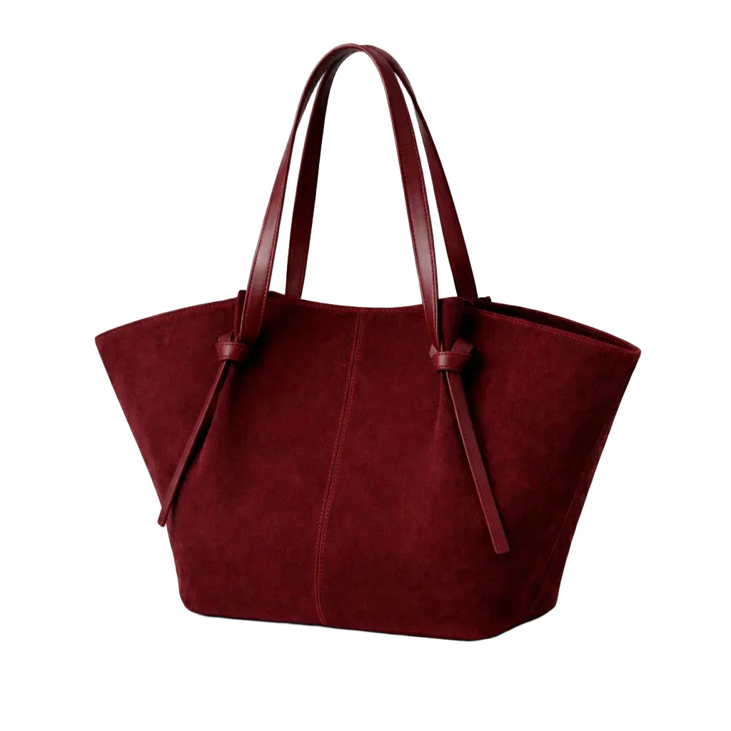 Ellunora Suede Tote Bag- Velvet Red