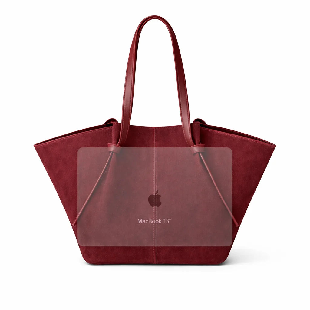 Ellunora Suede Tote Bag- Velvet Red